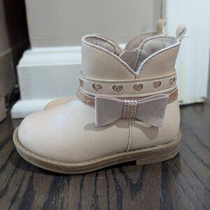 Toddler 5 metallic glitter ankle bow hearts blush boots Jessica Simpson booties